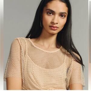 Anthropologie Sequin Sparkle Mesh Blouse